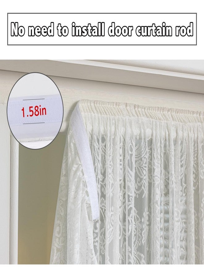 gonnrly French Door Curtains Set of 2, No Drill Adhesive for Door Window Light Filtering and Privacy, Easy Install with Lace Bows (26" W x 73" L - White) - Image 4